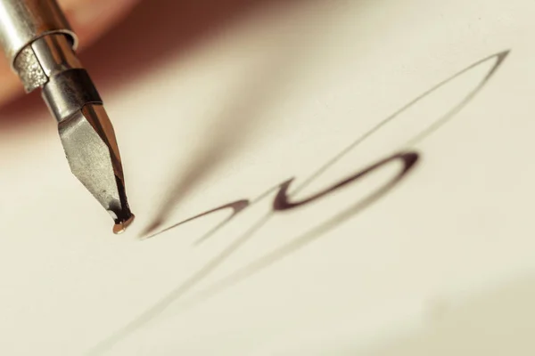 Πένα Για Αντίκες Χειρόγραφες Επιστολές — Φωτογραφία Αρχείου