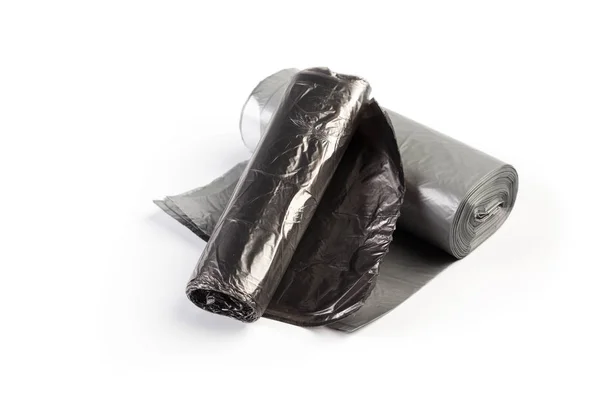 Roll Plastic Garbage Bags Isolated White Background — Stock Photo, Image