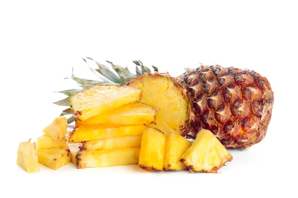 Detail View Sliced Pineapple Isolated White — Stock Photo, Image