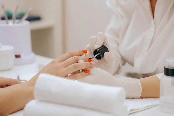 Woman Painting Nails Beauty Salon — Stock Photo, Image