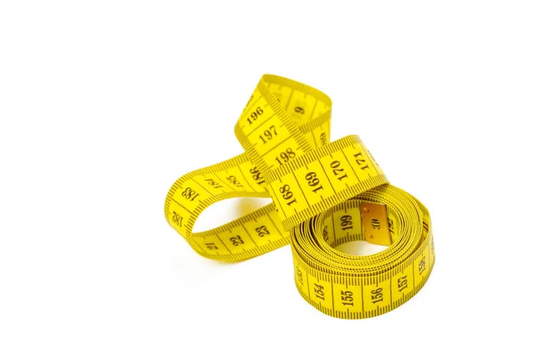 Gelbes Metrisches Messband Isoliert Auf Weißem Hintergrund — Stockfoto