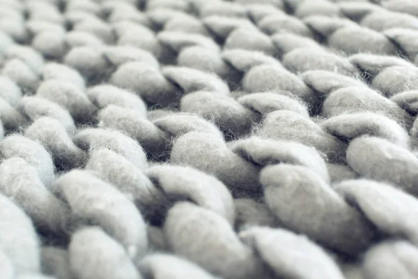 Близкий Вид Серого Вязаного Гигантского Пледа — стоковое фото