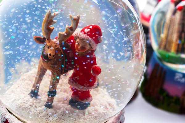 Vista Detalhada Globo Neve Natal — Fotografia de Stock