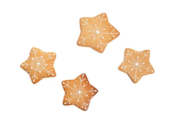 Christmas Hembakade Pepparkakor Cookie Vit Bakgrund — Stockfoto