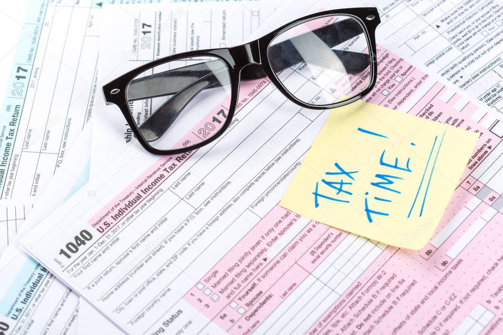 Tax forms, close up on background