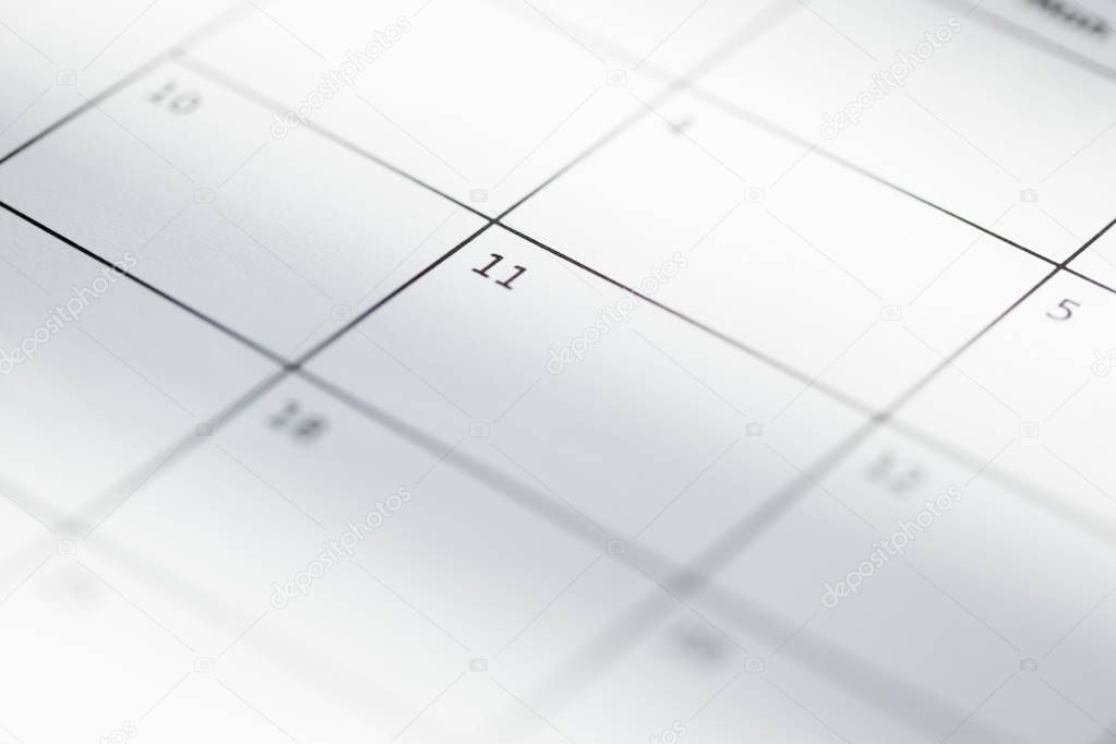 Close up of dates on calendar page 