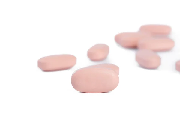 Pillole Rosa Isolate Sfondo Bianco — Foto Stock