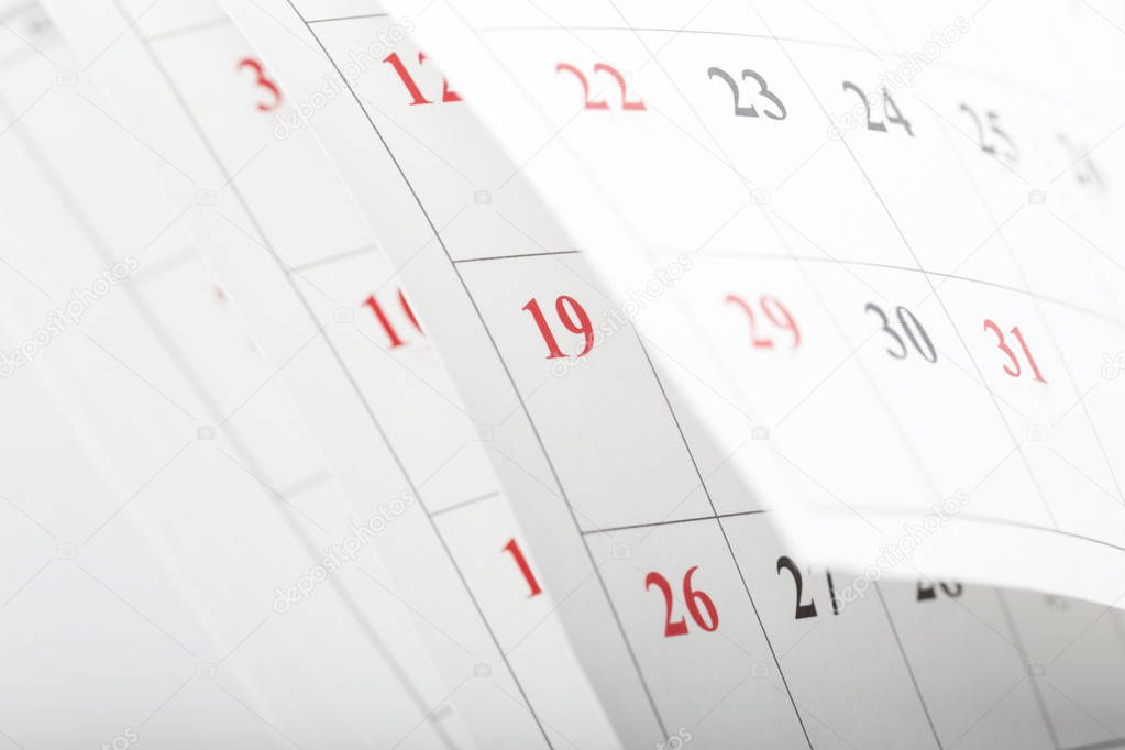 Calendar pages, business time concept