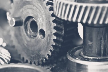 Metal dişliler closeup görünümü arka plan olarak