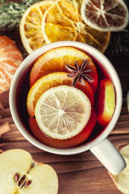 Noel mulled şarap üstten görünüm 