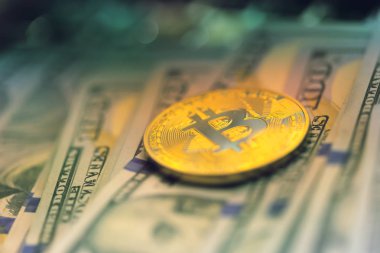 Altın Bitcoin dolar, cryptocurrency kavramı