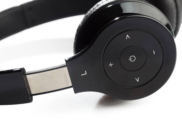 Modern headphones isolated on white background