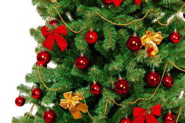 Beyaz arkaplanda izole edilmiş noel ağacı