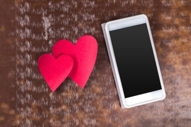 Sevgililer günü tebrik kartı şablonu ile smartphone