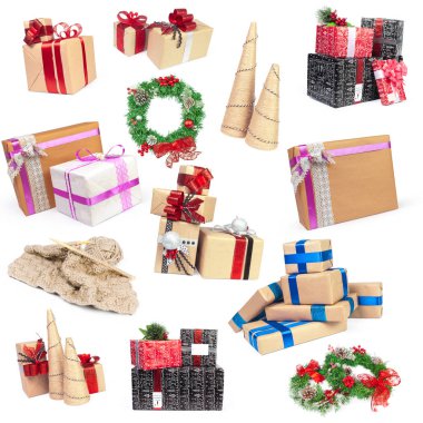 Beyaz arka plan üzerinde izole Noel nesne grubu