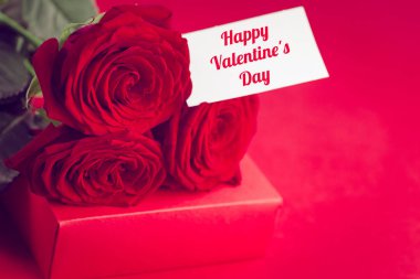 Sevgililer günü tebrik kartı kırmızı güllü