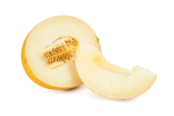 Geschnittene Melone Isoliert Auf Weißem Hintergrund — Stockfoto