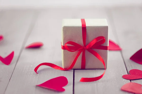 Tarjeta Felicitación San Valentín Con Caja Regalo — Foto de Stock