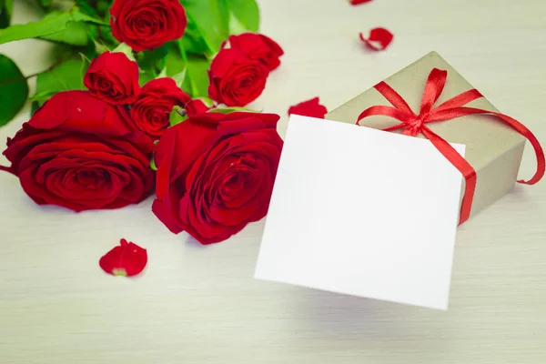 Valentines Day Greeting Card Red Roses — Stock Photo, Image