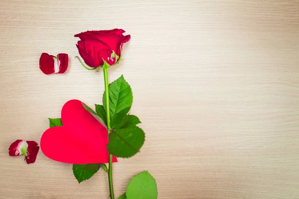 Вітальна Листівка День Святого Валентина Червоною Трояндою — стокове фото