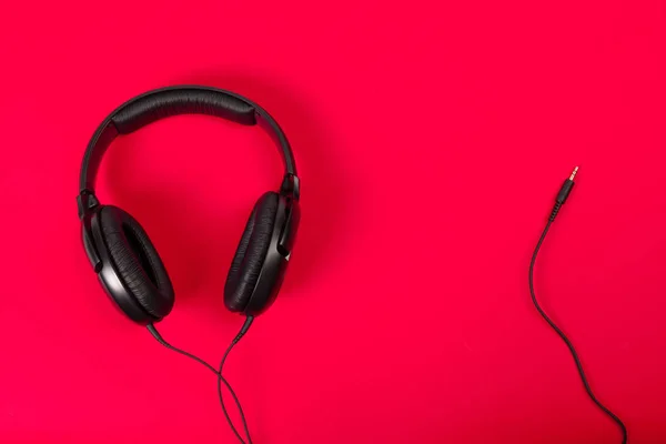 Modern Headphones Bright Red Background — Stock Photo, Image