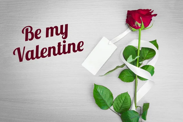 Sevgililer günü tebrik kartı ile kırmızı gül