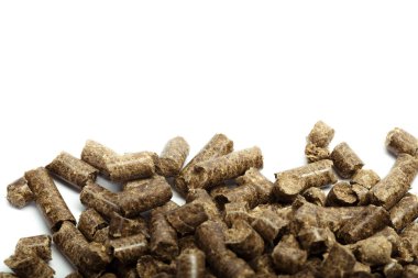 bio enerji, beyaz arka plan, izole için ahşap parçaları yığını