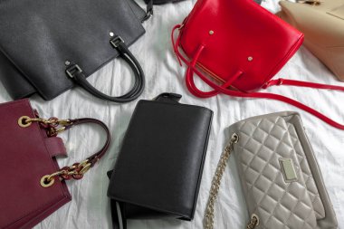 Kadın torbaları üzerinde beyaz Tekstil, yakın çekim