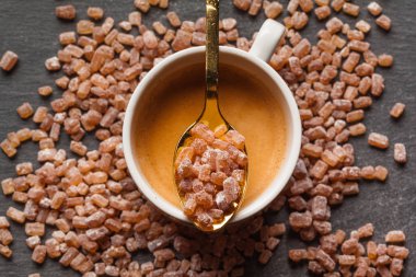 Kahve fincan şeker, üstten görünüm