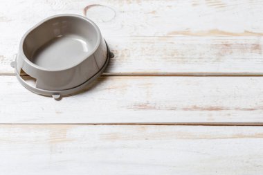 gri ahşap masa üstünde evde beslenen hayvan kase