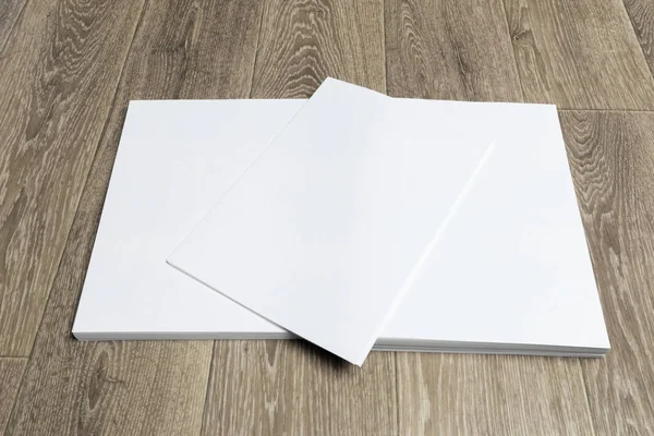 Blank Paper Wood Table — Stock Photo, Image