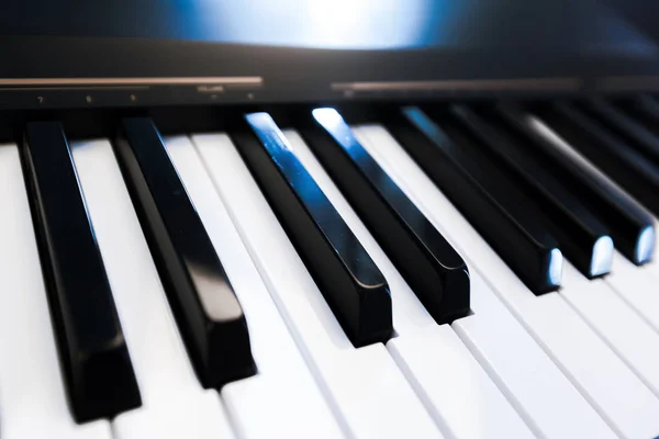 black and white Piano keyboard, close-up