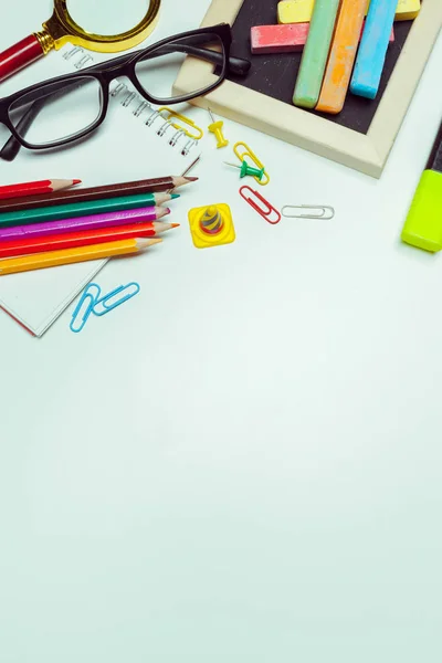 Material Escolar Oficina Sobre Fondo Blanco — Foto de Stock