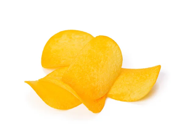 Knusprige Kartoffelchips Isoliert Auf Weißem Hintergrund — Stockfoto