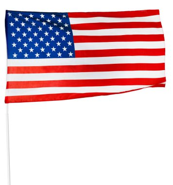 Beyaz arka planda izole edilmiş Amerikan bayrağı