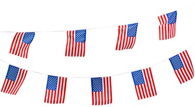 Beyaz arka plan üzerinde izole Amerikan bayrakları