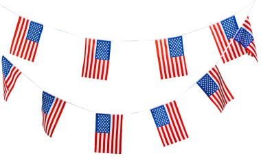 Beyaz arka plan üzerinde izole Amerikan bayrakları