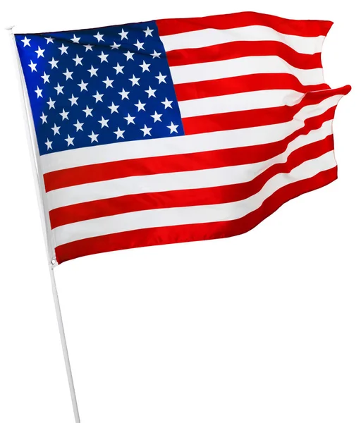 Американський Прапор Ізольований Білому Тлі — стокове фото