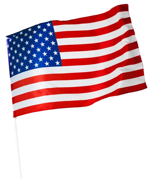Bandeira Americana Isolada Sobre Fundo Branco — Fotografia de Stock