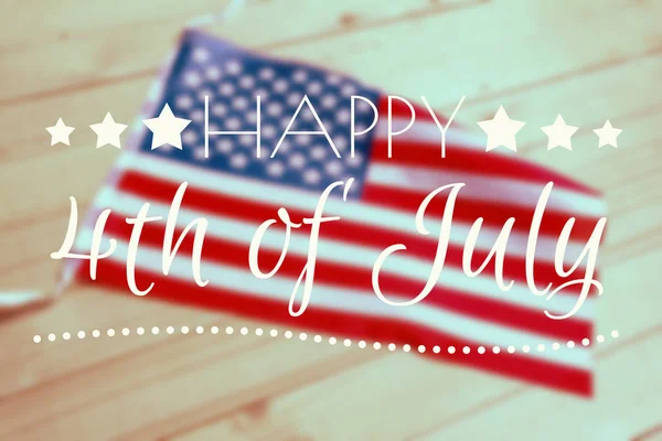 Happy Independence Day Greeting Card Blurred American Flag Background — Stock Photo, Image