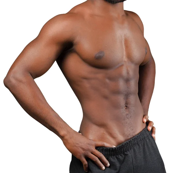 Romp Van Afrikaanse Man Musculous Geïsoleerd Wit — Stockfoto