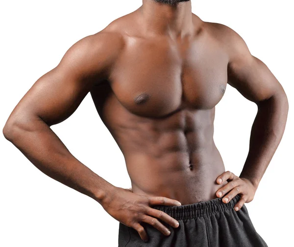 Musculous Afrikai Férfi Elszigetelt Fehér Törzs — Stock Fotó