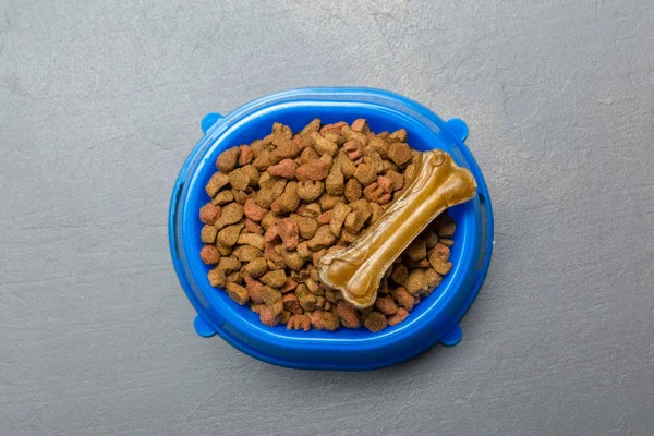 Comida Seca Para Perros Gatos Vista Superior —  Fotos de Stock