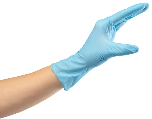 Close Hand Blue Glove — Stock Photo, Image