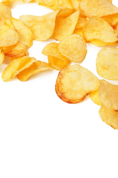 Knapperige Chips Geïsoleerd Witte Achtergrond — Stockfoto