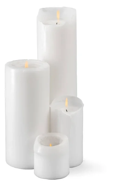Lighting Candles Isolated White Background — Stock Photo, Image