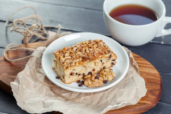 Délicieux Gâteau Frais Sur Vieux Fond Bois — Photo