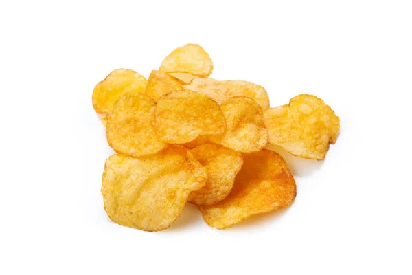 Knapperige Chips Geïsoleerd Witte Achtergrond — Stockfoto