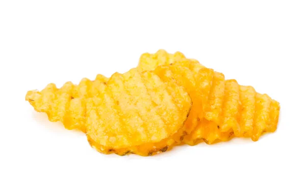 Crispy Potato Chips Isolated White Background — Stock Photo, Image