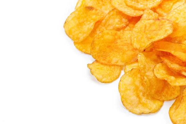 Crispy Potato Chips Isolated White Background — Stock Photo, Image